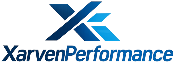 Create a unique color blue logo for XarvenPerformance